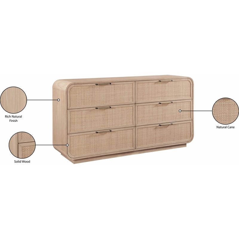 Pemberly Row Modern / Contemporary Natural Solid Wood Dresser