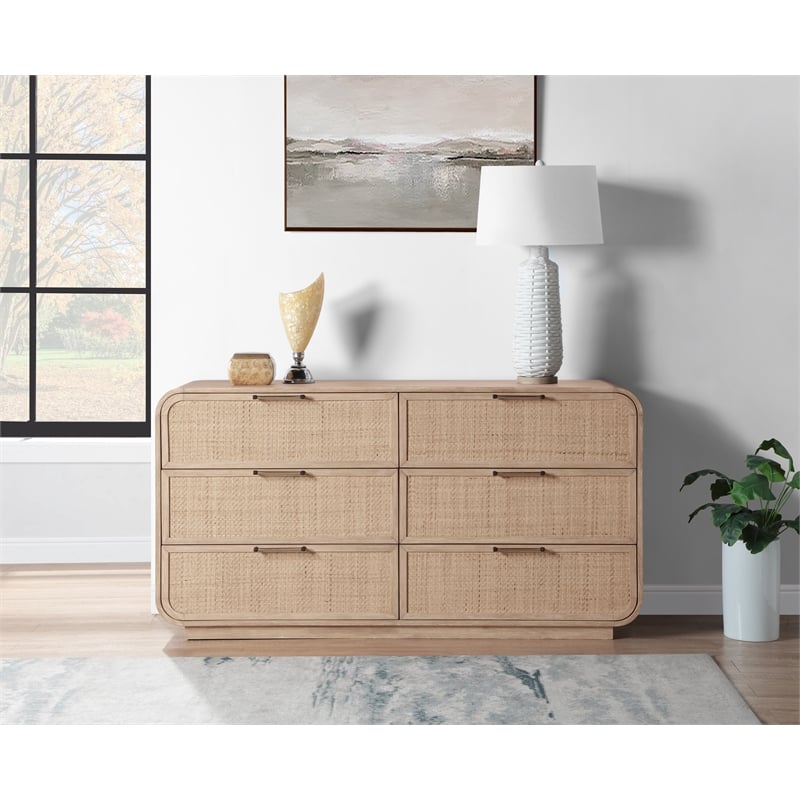 Pemberly Row Modern / Contemporary Natural Solid Wood Dresser