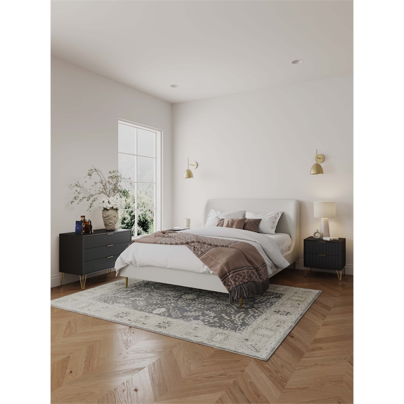 Pemberly Row 2-Piece Standard 3-Drawer Dresser and 2.0 Nightstand in Black