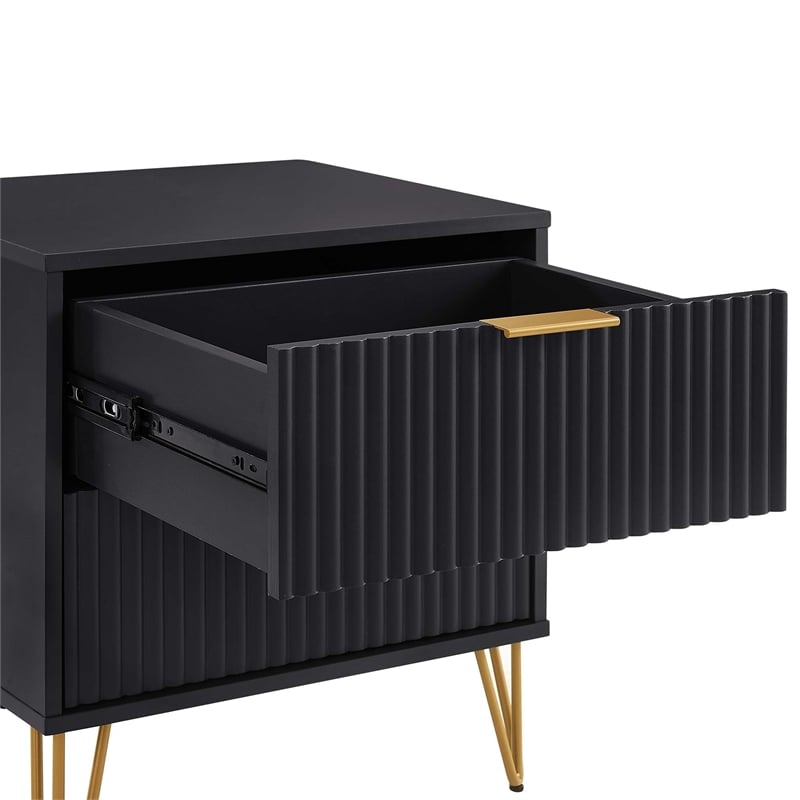 Pemberly Row 2-Piece Standard 3-Drawer Dresser and 2.0 Nightstand in Black