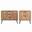 Pemberly Row 2-Piece Standard 3-Drawer Dresser & 2.0 Nightstand in Golden Brown