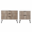 Pemberly Row 2-Piece Standard 3-Drawer Dresser and 2.0 Nightstand in Light Gray