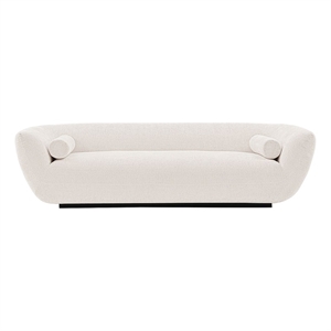 Pemberly Row Sofa with Solid Wood Frame and Pillows in Cream