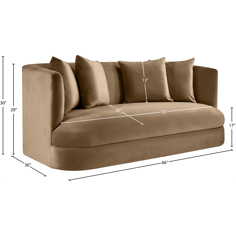 Pemberly Row Modern / Contemporary Beige Velvet Fabric Loveseat