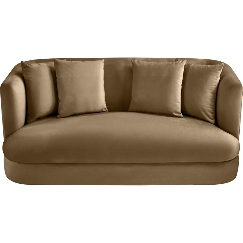 Pemberly Row Modern / Contemporary Beige Velvet Fabric Loveseat