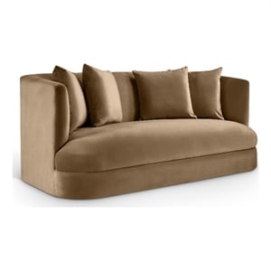 Pemberly Row Modern / Contemporary Beige Velvet Fabric Loveseat