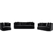 Pemberly Row Modern / Contemporary Black Velvet Fabric Loveseat