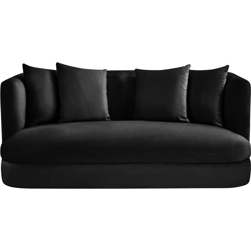 Pemberly Row Modern / Contemporary Black Velvet Fabric Loveseat