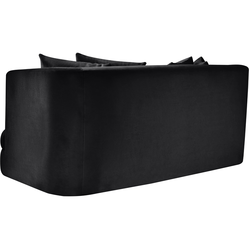 Pemberly Row Modern / Contemporary Black Velvet Fabric Loveseat