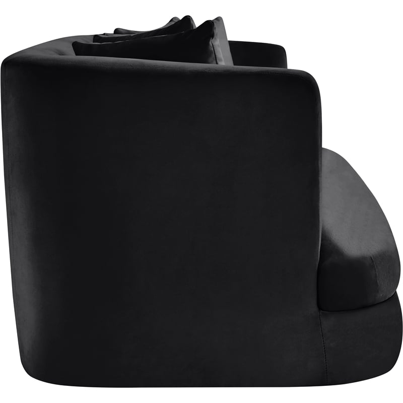 Pemberly Row Modern / Contemporary Black Velvet Fabric Loveseat