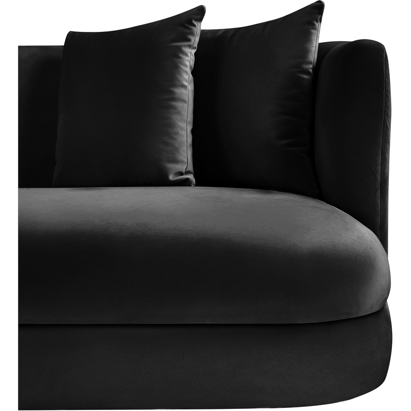 Pemberly Row Modern / Contemporary Black Velvet Fabric Loveseat