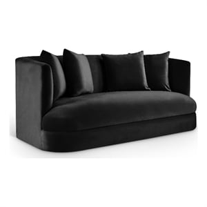 Pemberly Row Modern / Contemporary Black Velvet Fabric Loveseat