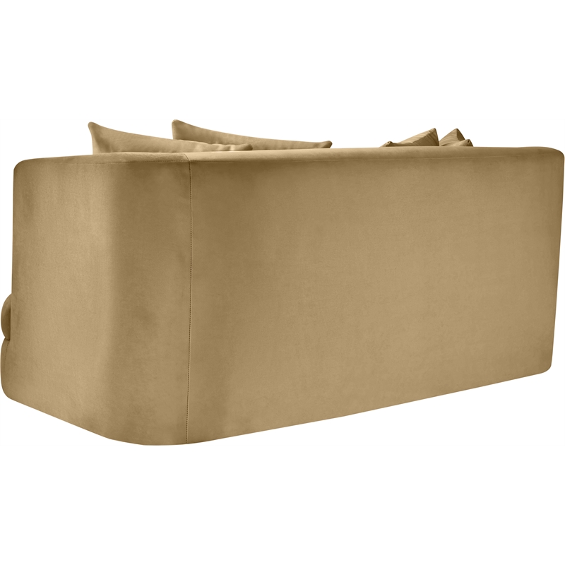 Pemberly Row Modern / Contemporary Camel Velvet Fabric Loveseat