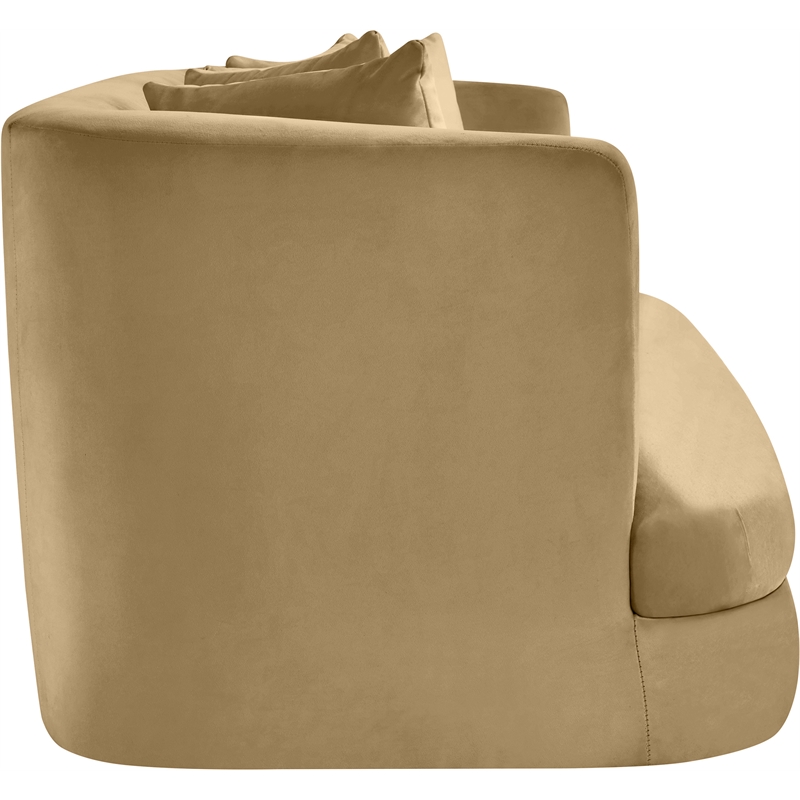 Pemberly Row Modern / Contemporary Camel Velvet Fabric Loveseat