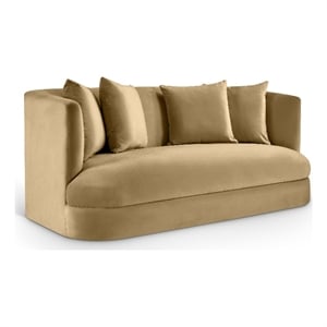 Pemberly Row Modern / Contemporary Camel Velvet Fabric Loveseat