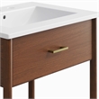 Pemberly Row Wooden Contemporary Bathroom Vanity in Walnut White