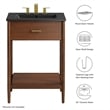 Pemberly Row Wooden Contemporary Bathroom Vanity in Walnut Black
