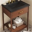 Pemberly Row Wooden Contemporary Bathroom Vanity in Walnut Black