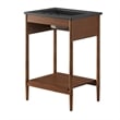 Pemberly Row Wooden Contemporary Bathroom Vanity in Walnut Black