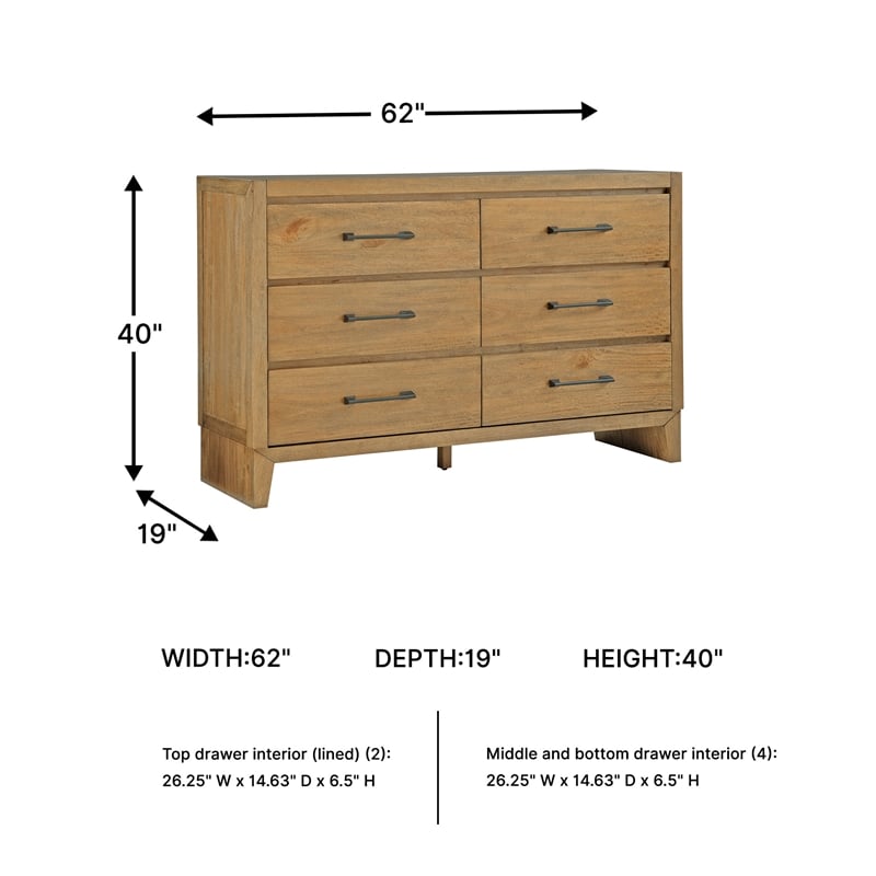 Pemberly Row Wooden Modern / Contemporary Light Brown Dresser