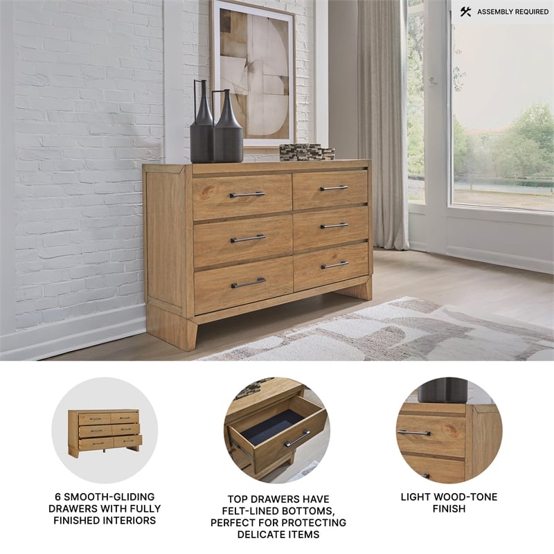 Pemberly Row Wooden Modern / Contemporary Light Brown Dresser