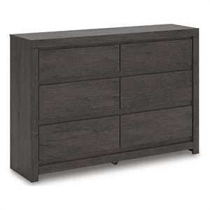Pemberly Row Engineered Wood Contemporary Black Six Drawer Dresser