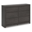 Pemberly Row Engineered Wood Contemporary Black Six Drawer Dresser