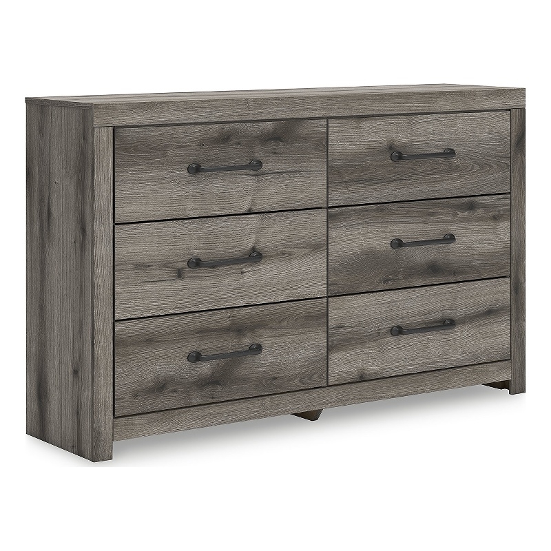 Pemberly Row Engineered Wood Contemporary Dark Gray Six Drawer Dresser