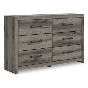Pemberly Row Engineered Wood Contemporary Dark Gray Six Drawer Dresser