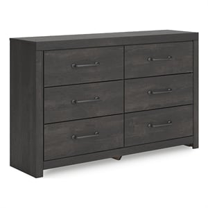 Pemberly Row Engineered Wood Contemporary Dark Gray Six Drawer Dresser
