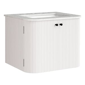 Pemberly Row 24&quot Wall-Mount Bathroom Vanity with Marble Sink in Ivory