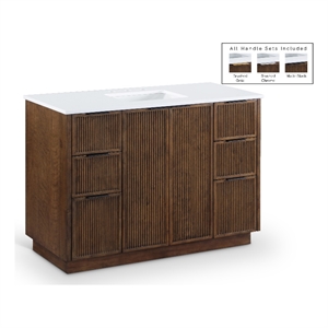 Pemberly Row Contemporary 48&quot Brown Engineered Stone Bathroom Vanity
