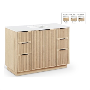 Pemberly Row Contemporary 48&quot Natural Engineered Stone Bathroom Vanity