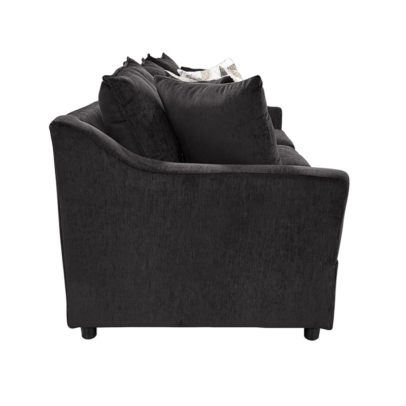 Pemberly Row Traditional Polyester Upholstered Sofa in Dark Gray