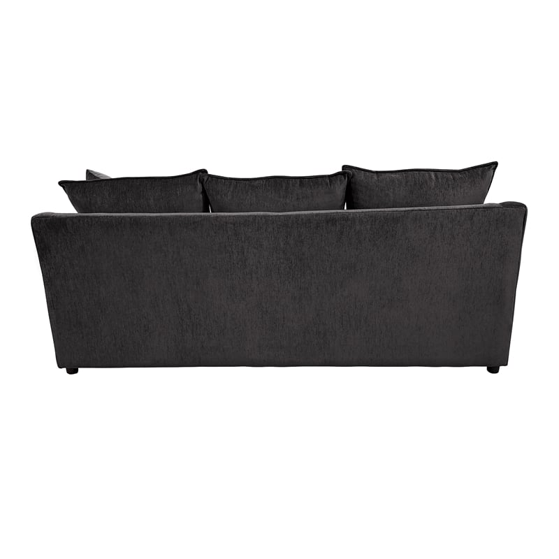 Pemberly Row Traditional Polyester Upholstered Sofa in Dark Gray
