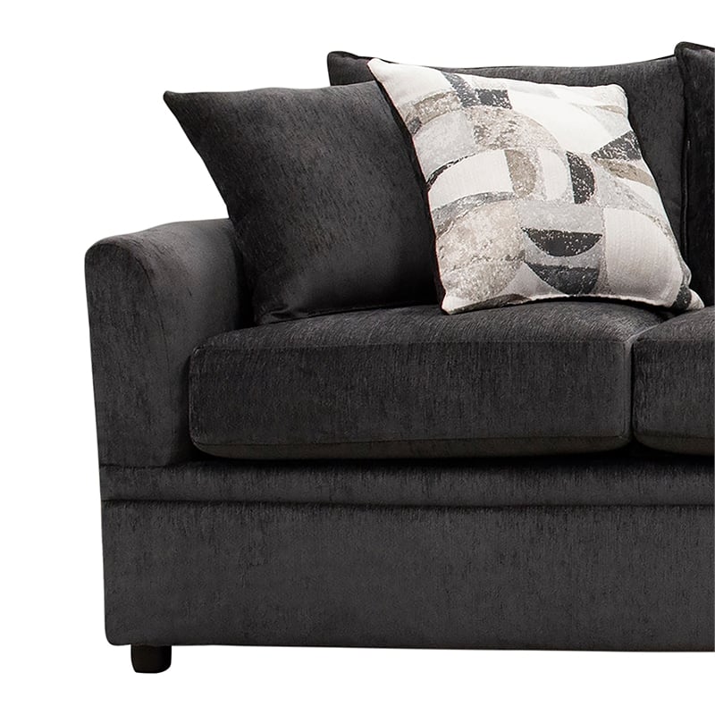 Pemberly Row Traditional Polyester Upholstered Sofa in Dark Gray