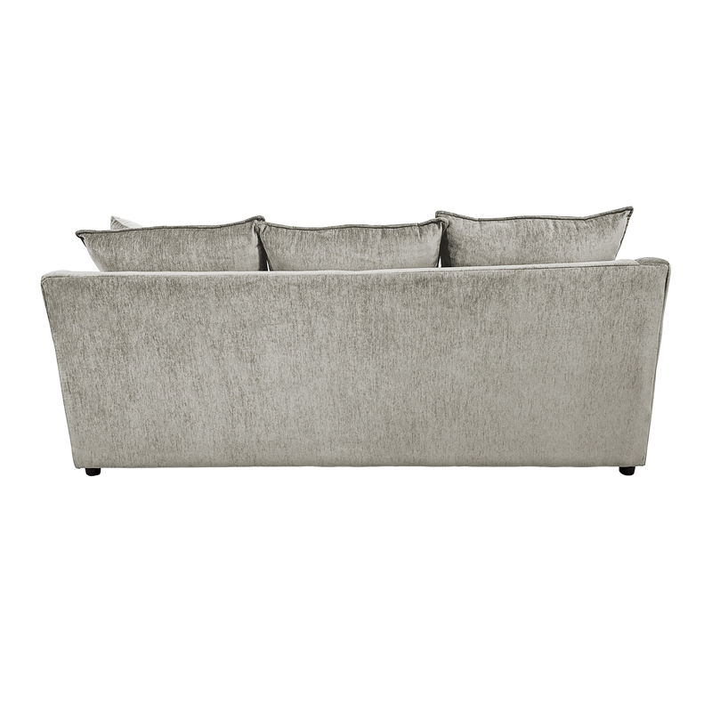 Pemberly Row Traditional Polyester Upholstered Sofa in Light Gray