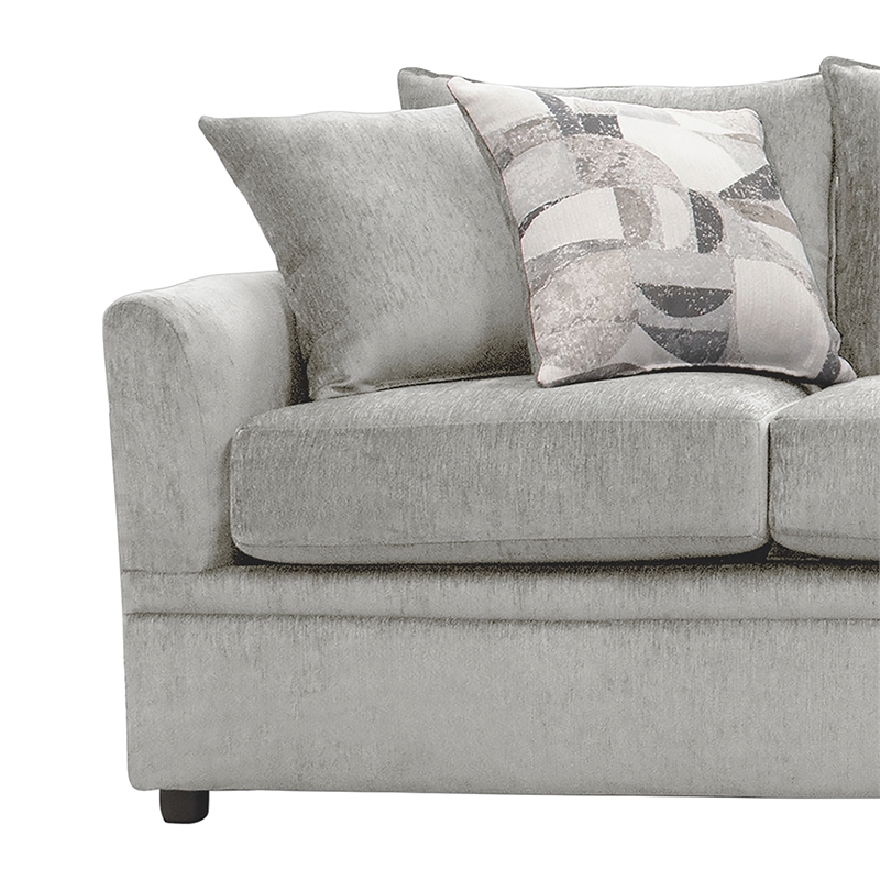 Pemberly Row Traditional Polyester Upholstered Sofa in Light Gray