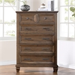 Pemberly Row Traditional Wood 5-Drawer Chest in Vintage Mocha