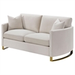 Pemberly Row Contemporary Upholstered Curved Track Arm Loveseat Beige
