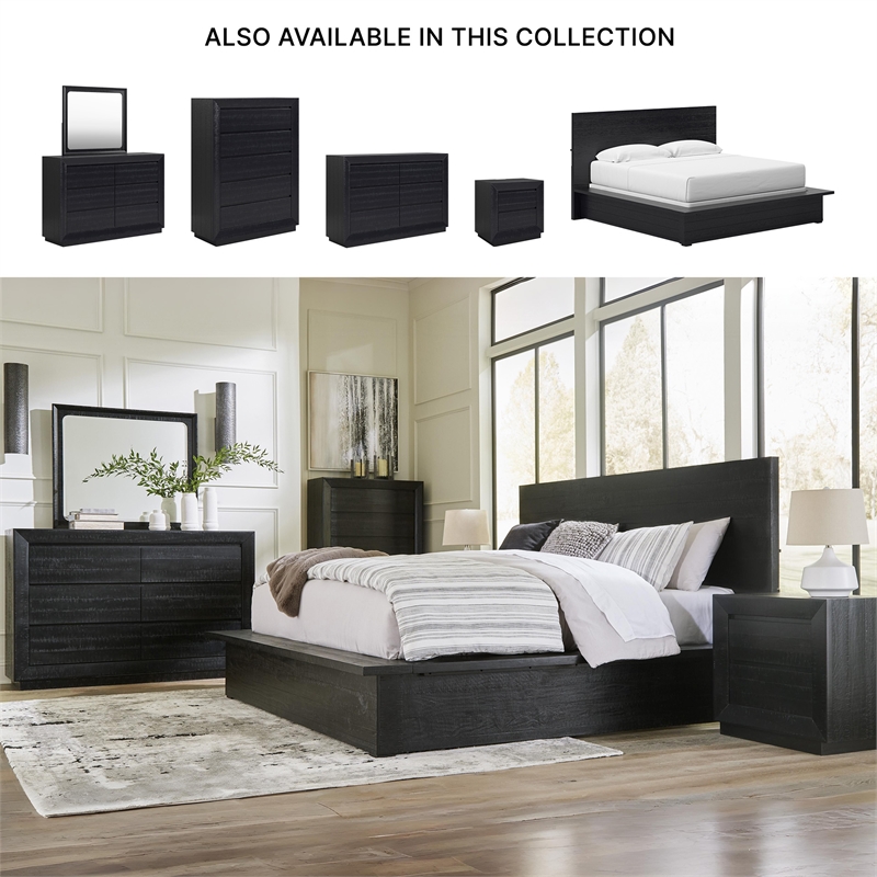 Pemberly Row Wooden Farmhouse Distressed Black Finish Bedroom Dresser