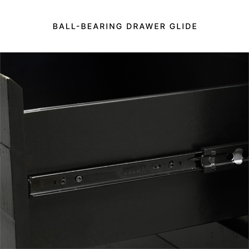 Pemberly Row Wooden Farmhouse Distressed Black Finish Bedroom Dresser