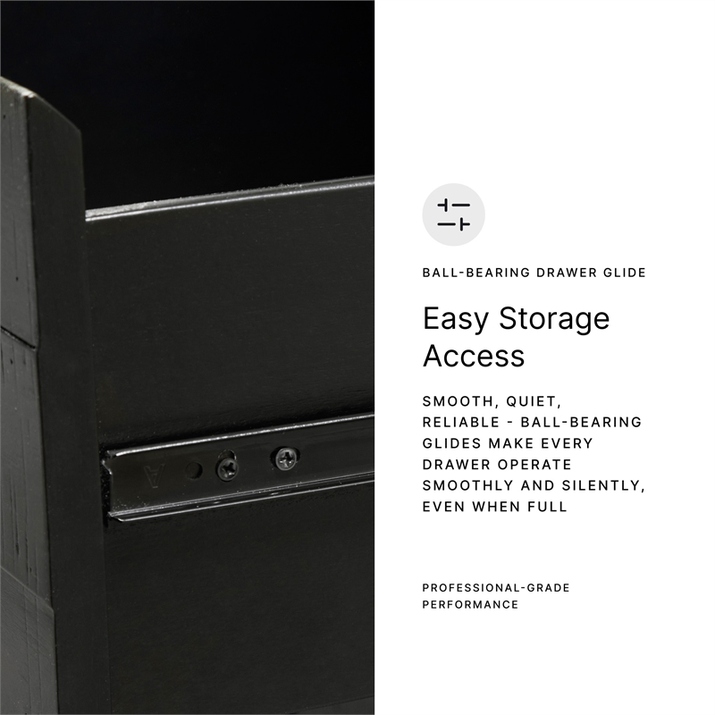 Pemberly Row Wooden Farmhouse Distressed Black Finish Bedroom Dresser