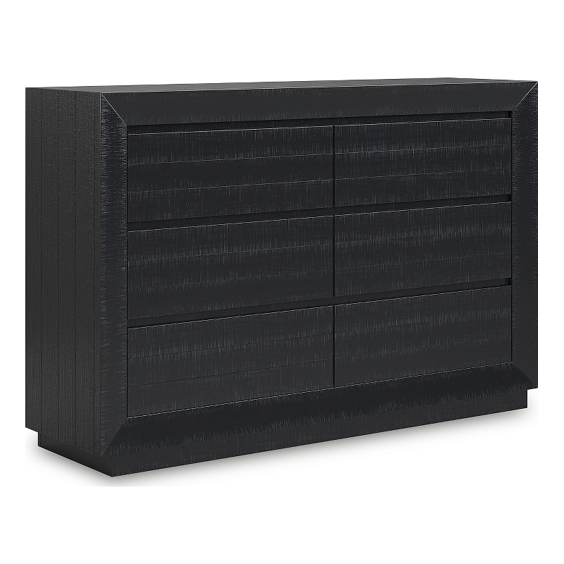 Pemberly Row Wooden Farmhouse Distressed Black Finish Bedroom Dresser