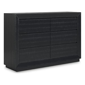 Pemberly Row Wooden Farmhouse Distressed Black Finish Bedroom Dresser