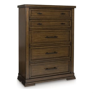 Pemberly Row Wooden Traditional Brown Finish Chest of Drawers