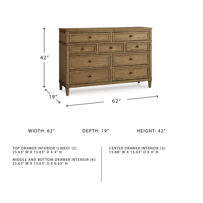 Pemberly Row Wooden Traditional Brown Finish Bedroom Dresser