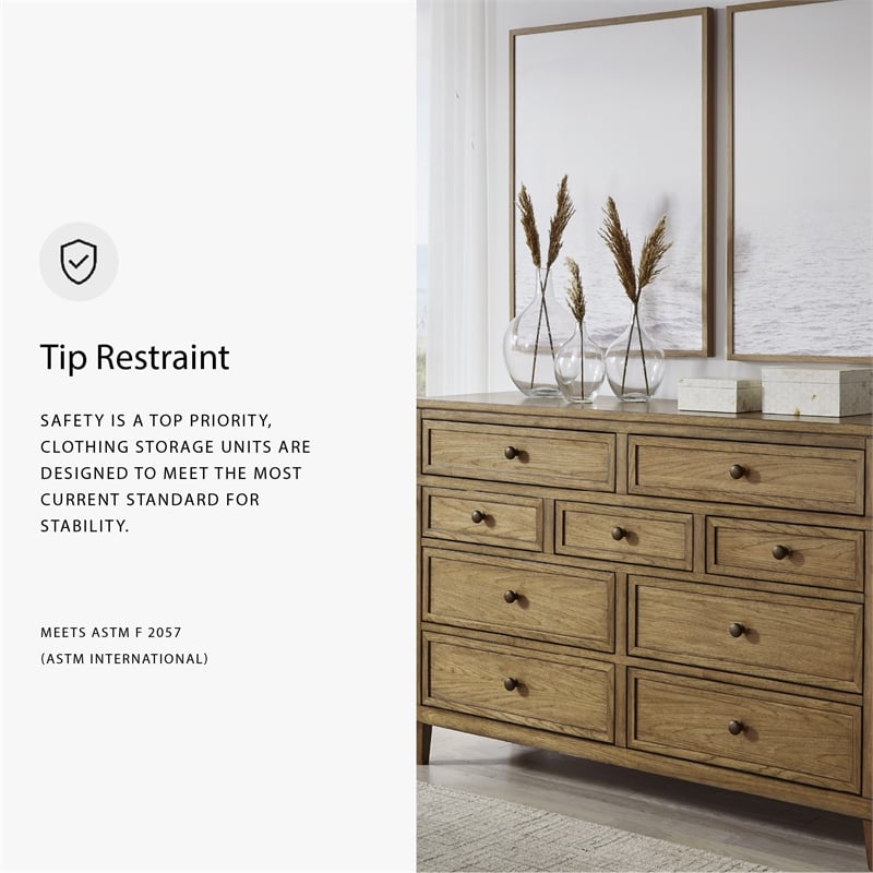 Pemberly Row Wooden Traditional Brown Finish Bedroom Dresser