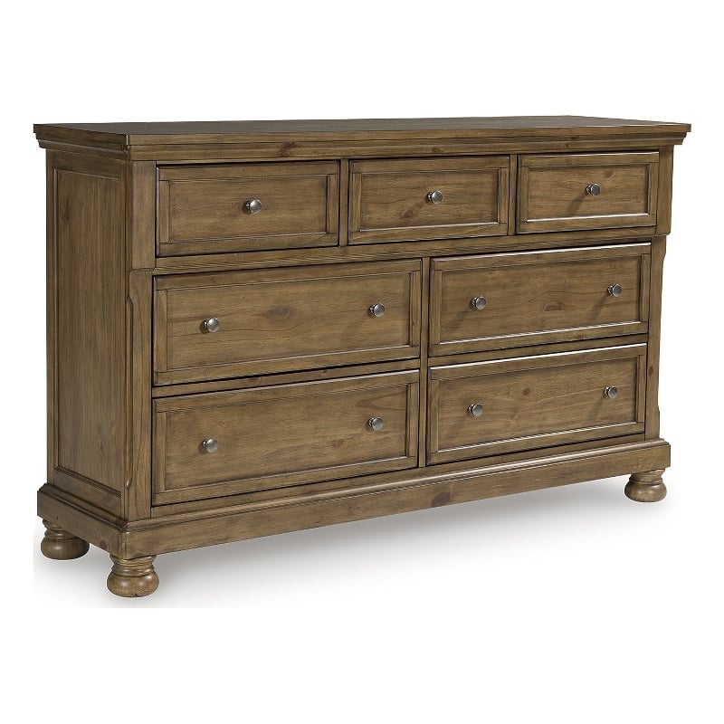 Pemberly Row Traditional Solid Wood 7-Drawers Dresser Chestnut Brown