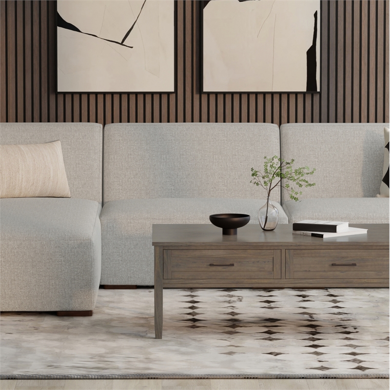 Pemberly Row Center Armless Sofa Module in Tightly Woven Performance Fabric